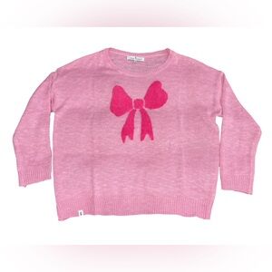 Simply Southern Pink Bow Sweater L/XL Lightweight Knit Preppy Cute
